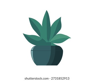 Cactus in pot isolated icon. Plants indoor room, houseplant, floral interior decoration design element illustration.