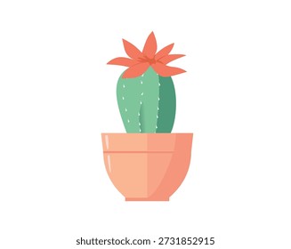 Cactus in pot isolated icon. Plants indoor room, houseplant, floral interior decoration design element illustration.