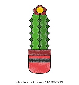 Cactus pot isolated scribble
