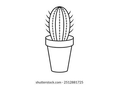cactos em uma ilustração vetorial de arte de linha de vaso.