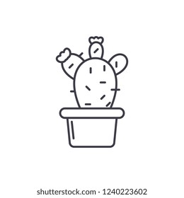 Cactus in a pot line icon concept. Cactus in a pot vector linear illustration, symbol, sign