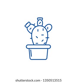 Cactus in a pot line icon concept. Cactus in a pot flat  vector symbol, sign, outline illustration.