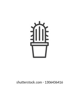 Cactus in pot line icon. linear style sign for mobile concept and web design. Potted cactus outline vector icon. Houseplant symbol, logo illustration. Pixel perfect vector graphics