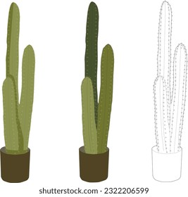 Cactus in a pot line illustration