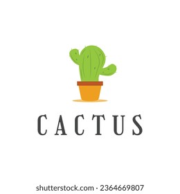 cactus pot logo design creative idea