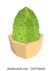 cactus in pot low poly icon isolated