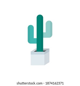Cactus in a pot. Office plant. Simple icon. Vector pattern. Vector illustration