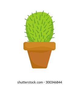 Cactus in a pot on a white background. Vector illustration of a cactus isolated on a white background in mexican style.