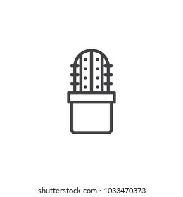 Cactus in pot outline icon. linear style sign for mobile concept and web design. Peyote simple line vector icon. Symbol, logo illustration. Pixel perfect vector graphics