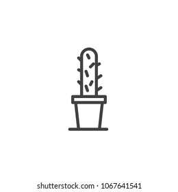 Cactus in a pot outline icon. linear style sign for mobile concept and web design. Houseplant simple line vector icon. Symbol, logo illustration. Pixel perfect vector graphics