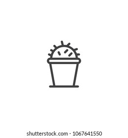 Cactus in pot outline icon. linear style sign for mobile concept and web design. Home plant simple line vector icon. Symbol, logo illustration. Pixel perfect vector graphics