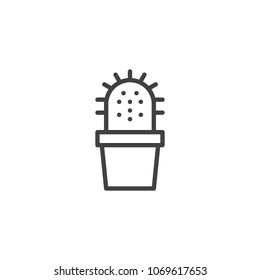 Cactus in pot outline icon. linear style sign for mobile concept and web design. Houseplant simple line vector icon. Symbol, logo illustration. Pixel perfect vector graphics