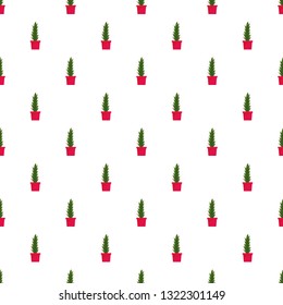 Cactus pot pattern seamless vector repeat for any web design