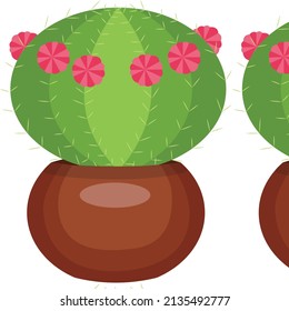 Cactus in a pot. pattern.Vector stock illustration isolated on white background.
