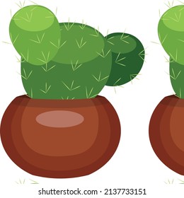 Cactus in a pot. pattern.Vector stock illustration isolated on white background