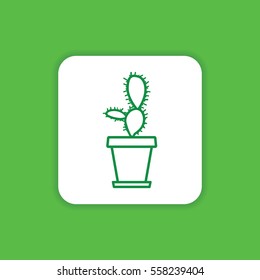 Cactus Pot Plant Icon Outline Design Style for Web, Mobile and App Symbol