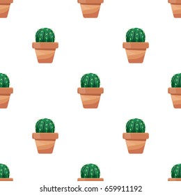 Cactus in pot plant vector illustration seamless pattern