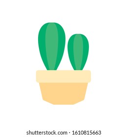 cactus in pot plants flat icon vector illustration