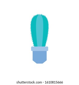 cactus in pot plants flat icon vector illustration