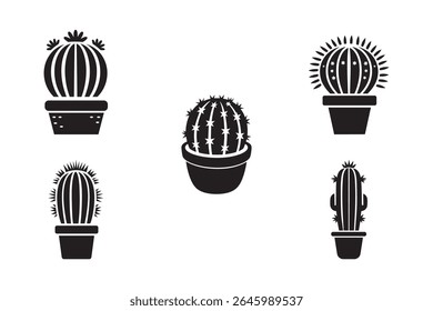 Cactus Pot Silhouettes Collection – Desert Succulent Vector Art
