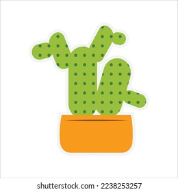 Cactus and Pot Sticker Vector