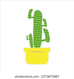 Cactus and Pot Sticker Vector