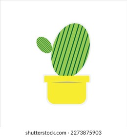 Cactus and Pot Sticker Vector
