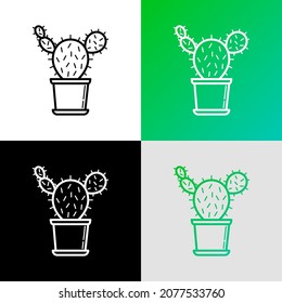 Cactus in pot thin line icon. Modern vector illustration of home plant.