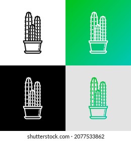 Cactus in pot thin line icon. Modern vector illustration of home plant.