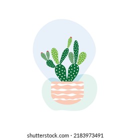 Cactus in pot, trendy home decor with plant, collection icons isolated, vector illustrations.
