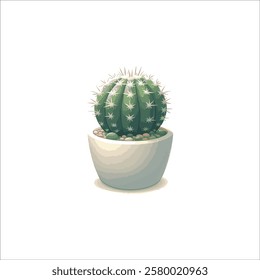 cactus in pot vector handmade artwork illustration