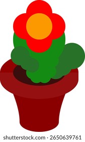cactos em um ícone de vetor de potes
