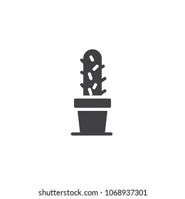 Cactus in a pot vector icon. filled flat sign for mobile concept and web design. Houseplant simple solid icon. Symbol, logo illustration. Pixel perfect vector graphics