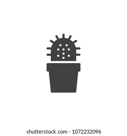 Cactus in pot vector icon. filled flat sign for mobile concept and web design. Houseplant simple solid icon. Symbol, logo illustration. Pixel perfect vector graphics