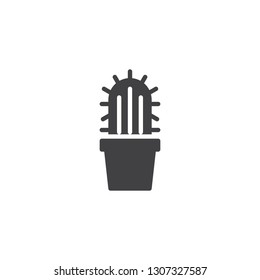 Cactus in pot vector icon. filled flat sign for mobile concept and web design. Potted cactus simple solid icon. Houseplant symbol, logo illustration. Pixel perfect vector graphics