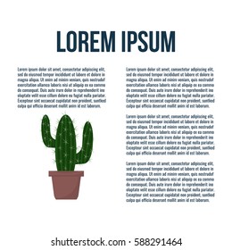Cactus in pot vector icon. Flat design poster. 