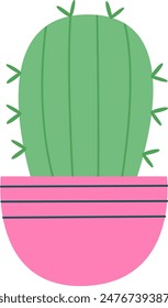 Cactus In Pot Vector Illustration