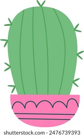 Cactus In Pot Vector Illustration
