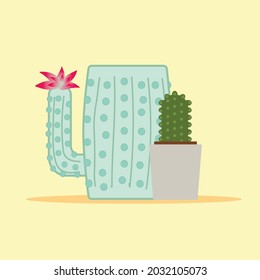 cactus pot vector illustration card