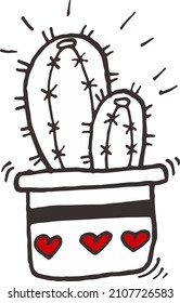 Cactus en una olla. Ilustración vectorial. Ilustración del doodle.