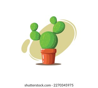 Cactus in a pot. Vector illustration in flat style