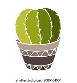 Cactus in a pot. Vector illustration isolated on white.