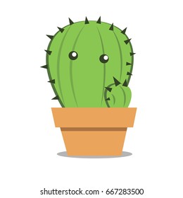 Cactus in a pot Vector illustration isolated on white background and copyspace