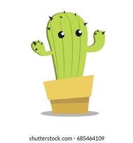 Cactus in a pot Vector illustration isolated on white background
