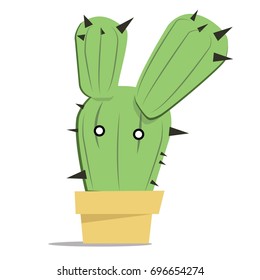 Cactus in a pot Vector illustration isolated on white background