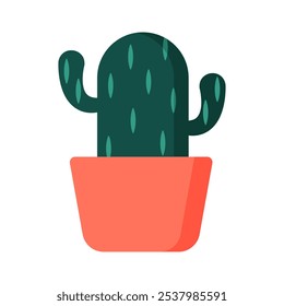 Cactus en Ilustración vectorial de olla. Una maceta de estilo minimalista con un cactus. Un acento decorativo perfecto para interiores con un motivo natural.