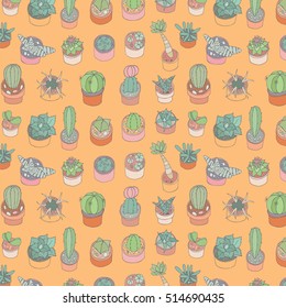 cactus in pot vector pattern