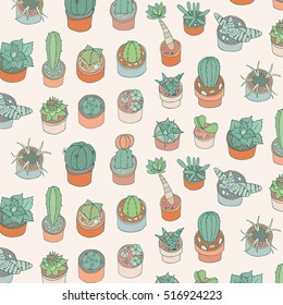cactus in pot vector pattern