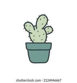 Cactus in the pot vector simple illustration