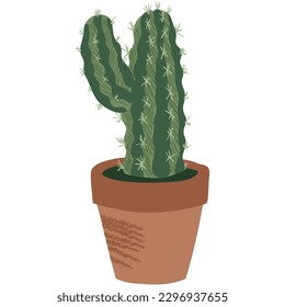 Cactus in pot vector succulent flat flower icon